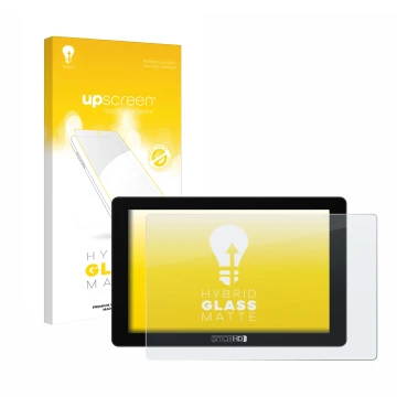 Face avant d’un emballage produit avec le logo de la marque upscreen. À côté, l’appareil SmallHD 702 Touch est représenté avec