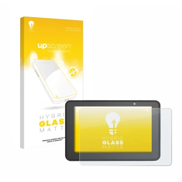 Face avant d’un emballage produit avec le logo de la marque upscreen. À côté, l’appareil Zebra ET56 10.1