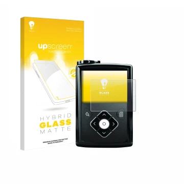 Face avant d’un emballage produit avec le logo de la marque upscreen. À côté, l’appareil Medtronic Minimed 640G est représenté