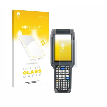 Face avant d’un emballage produit avec le logo de la marque upscreen. À côté, l’appareil Honeywell Dolphin CK65 est représenté