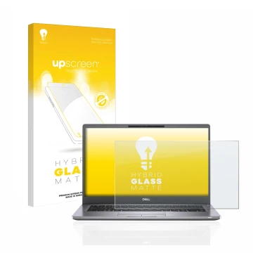 Face avant d’un emballage produit avec le logo de la marque upscreen. À côté, l’appareil Dell Latitude 7300 est représenté ave