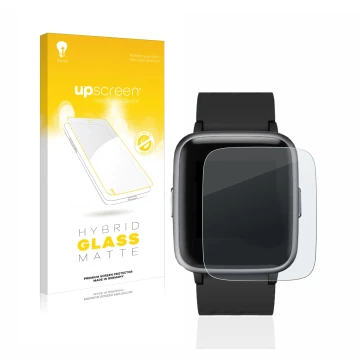 Face avant d’un emballage produit avec le logo de la marque upscreen. À côté, l’appareil Letsfit Fitness Tracker 1.3