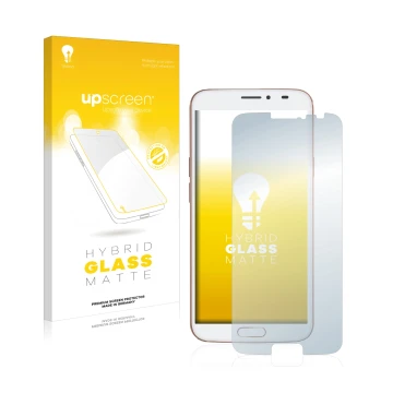Face avant d’un emballage produit avec le logo de la marque upscreen. À côté, l’appareil Doro 8080 est représenté avec la prot