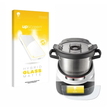 Face avant d’un emballage produit avec le logo de la marque upscreen. À côté, l’appareil Bosch Cookit est représenté avec la p