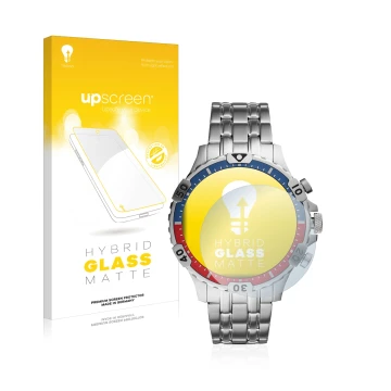 Face avant d’un emballage produit avec le logo de la marque upscreen. À côté, l’appareil Fossil Garrett HR (5. Gen) est représ