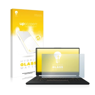Face avant d’un emballage produit avec le logo de la marque upscreen. À côté, l’appareil MSI GS65 8SF-264DC est représenté ave
