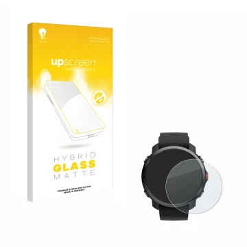 Face avant d’un emballage produit avec le logo de la marque upscreen. À côté, l’appareil Polar Grit X est représenté avec la p