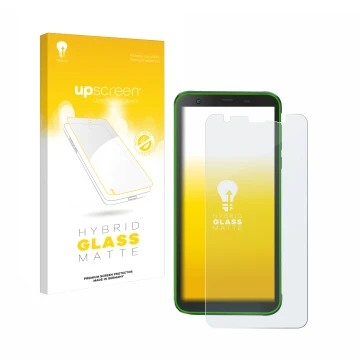 Face avant d’un emballage produit avec le logo de la marque upscreen. À côté, l’appareil Blackview BV6300 Pro est représenté a