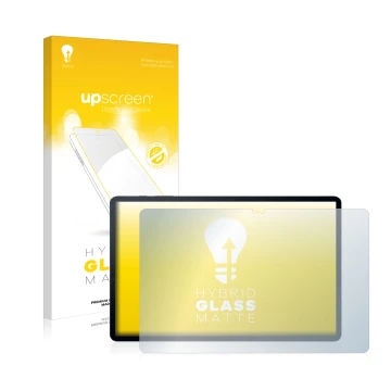 Face avant d’un emballage produit avec le logo de la marque upscreen. À côté, l’appareil Samsung Galaxy Tab S7 Plus WiFi 2020 