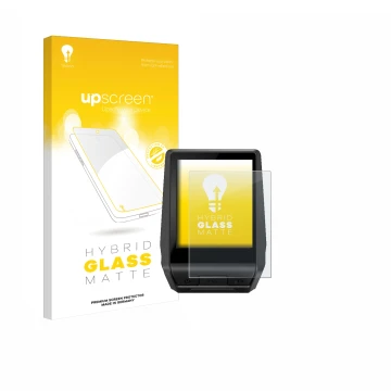 Face avant d’un emballage produit avec le logo de la marque upscreen. À côté, l’appareil Bosch Nyon 2020 est représenté avec l