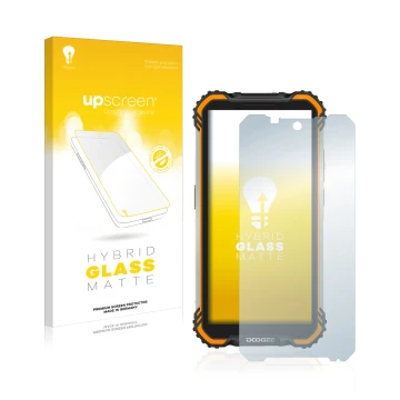 Face avant d’un emballage produit avec le logo de la marque upscreen. À côté, l’appareil Doogee S58 Pro est représenté avec la