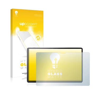 Face avant d’un emballage produit avec le logo de la marque upscreen. À côté, l’appareil Lenovo Tab P11 Pro est représenté ave