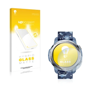 Face avant d’un emballage produit avec le logo de la marque upscreen. À côté, l’appareil Honor Watch GS Pro est représenté ave