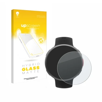 Face avant d’un emballage produit avec le logo de la marque upscreen. À côté, l’appareil Polar Vantage V2 est représenté avec 