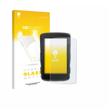 Face avant d’un emballage produit avec le logo de la marque upscreen. À côté, l’appareil Hammerhead Karoo 2 est représenté ave