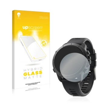 Face avant d’un emballage produit avec le logo de la marque upscreen. À côté, l’appareil Wahoo Elemnt Rival est représenté ave