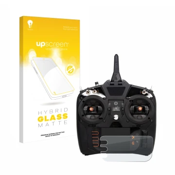 Face avant d’un emballage produit avec le logo de la marque upscreen. À côté, l’appareil Spektrum NX8 est représenté avec la p