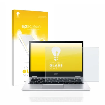 Face avant d’un emballage produit avec le logo de la marque upscreen. À côté, l’appareil Acer Spin 3 SP314-54N est représenté 
