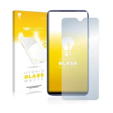 Face avant d’un emballage produit avec le logo de la marque upscreen. À côté, l’appareil Xiaomi Redmi 9T est représenté avec l