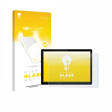 Face avant d’un emballage produit avec le logo de la marque upscreen. À côté, l’appareil Lenovo ThinkPad X12 Detachable Gen 1 