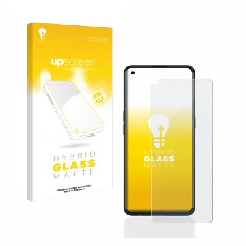 Face avant d’un emballage produit avec le logo de la marque upscreen. À côté, l’appareil Oppo Find X3 Lite est représenté avec