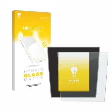 Face avant d’un emballage produit avec le logo de la marque upscreen. À côté, l’appareil Porsche Taycan 2021 Infotainment Syst