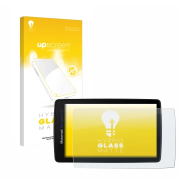 Face avant d’un emballage produit avec le logo de la marque upscreen. À côté, l’appareil BMW Navigator VI est représenté avec 