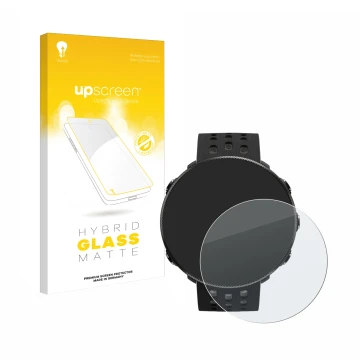 Face avant d’un emballage produit avec le logo de la marque upscreen. À côté, l’appareil Polar Vantage M2 est représenté avec 