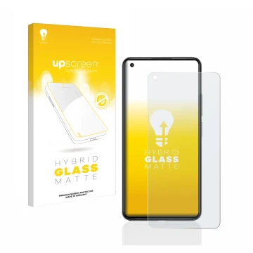 Face avant d’un emballage produit avec le logo de la marque upscreen. À côté, l’appareil Xiaomi Mi 11 Lite 5G est représenté a