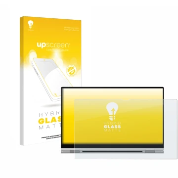 Face avant d’un emballage produit avec le logo de la marque upscreen. À côté, l’appareil Samsung Galaxy Book Pro 360 13