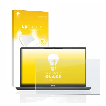 Face avant d’un emballage produit avec le logo de la marque upscreen. À côté, l’appareil Dell Latitude 7320 Non-Touch est repr