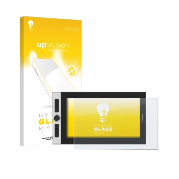 Face avant d’un emballage produit avec le logo de la marque upscreen. À côté, l’appareil XP-Pen Innovator 16 est représenté av