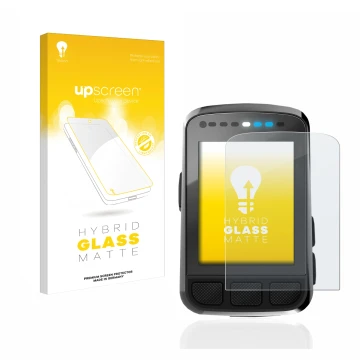 Face avant d’un emballage produit avec le logo de la marque upscreen. À côté, l’appareil Wahoo Elemnt Bolt V2 GPS est représen