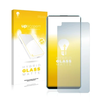 Face avant d’un emballage produit avec le logo de la marque upscreen. À côté, l’appareil Oppo Reno 6 5G est représenté avec la