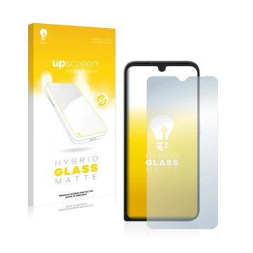 Face avant d’un emballage produit avec le logo de la marque upscreen. À côté, l’appareil Motorola Defy 2021 est représenté ave