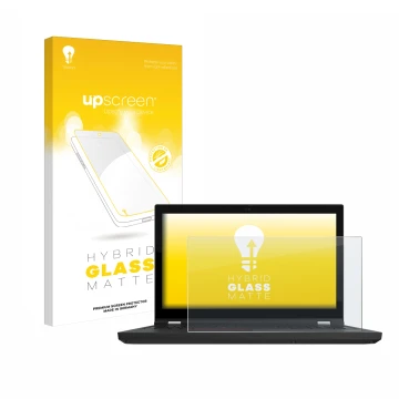 Face avant d’un emballage produit avec le logo de la marque upscreen. À côté, l’appareil Lenovo ThinkPad P15 Gen 2 est représe