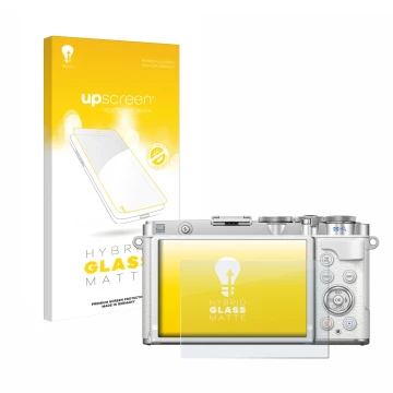 Face avant d’un emballage produit avec le logo de la marque upscreen. À côté, l’appareil Olympus PEN E-P7 est représenté avec 