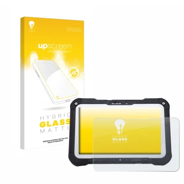 Face avant d’un emballage produit avec le logo de la marque upscreen. À côté, l’appareil Panasonic Toughbook FZ-G2 est représe