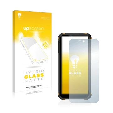 Face avant d’un emballage produit avec le logo de la marque upscreen. À côté, l’appareil Oukitel WP15 5G est représenté avec l