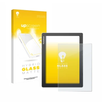 Face avant d’un emballage produit avec le logo de la marque upscreen. À côté, l’appareil PocketBook InkPad Lite est représenté