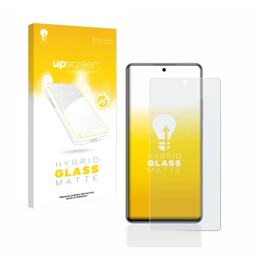 Face avant d’un emballage produit avec le logo de la marque upscreen. À côté, l’appareil Xiaomi 11T est représenté avec la pro