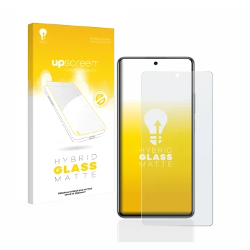 Face avant d’un emballage produit avec le logo de la marque upscreen. À côté, l’appareil Xiaomi 11T Pro est représenté avec la