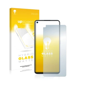 Face avant d’un emballage produit avec le logo de la marque upscreen. À côté, l’appareil realme GT Neo 2 est représenté avec l