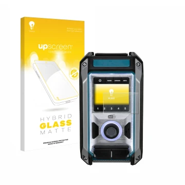 Face avant d’un emballage produit avec le logo de la marque upscreen. À côté, l’appareil Makita DMR115 est représenté avec la 