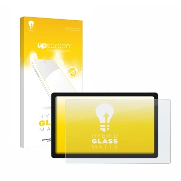 Face avant d’un emballage produit avec le logo de la marque upscreen. À côté, l’appareil Blackview Tab 11 est représenté avec 