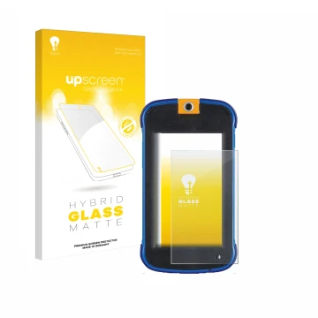 Face avant d’un emballage produit avec le logo de la marque upscreen. À côté, l’appareil Vtech Kidicom Max 3.0 est représenté 