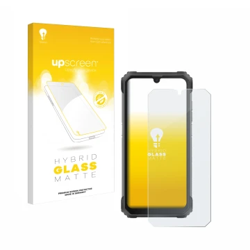 Face avant d’un emballage produit avec le logo de la marque upscreen. À côté, l’appareil Blackview BV8800 est représenté avec 