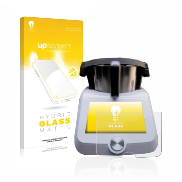 Face avant d’un emballage produit avec le logo de la marque upscreen. À côté, l’appareil SilverCrest Monsieur Cuisine Smart es