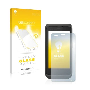 Face avant d’un emballage produit avec le logo de la marque upscreen. À côté, l’appareil Honeywell CT45 XP est représenté avec