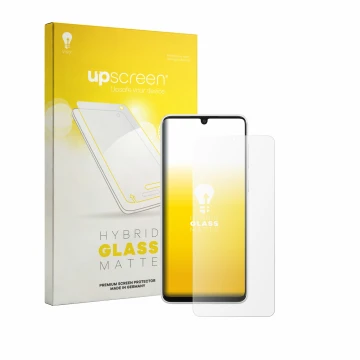 Face avant d’un emballage produit avec le logo de la marque upscreen. À côté, l’appareil Samsung Galaxy A33 5G est représenté 
